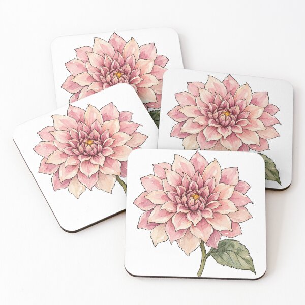 Item preview, Blush Pink Dahlia Flower Watercolor Illustration designed and sold by Jessie's Palette.