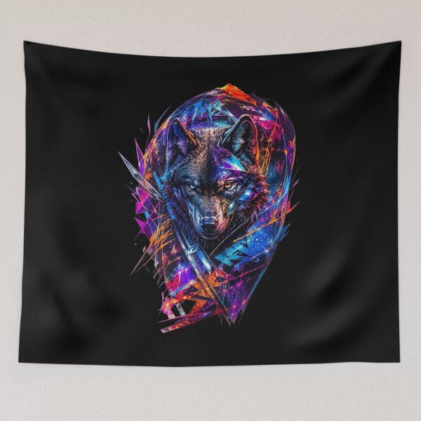 Item preview, Vibrant Geometric Neon Wolf Art designed and sold by RoyalDeluxGo.