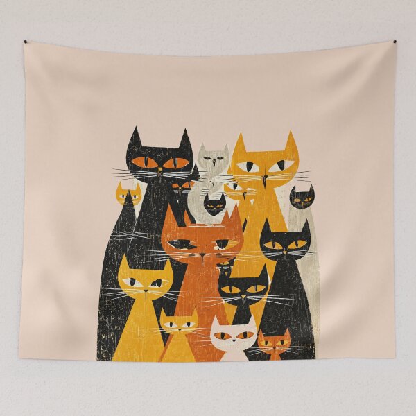 Item preview, Whimsical Cat Wall Art | Cat Painting | Cat Lover Gift designed and sold by flowerpower999.