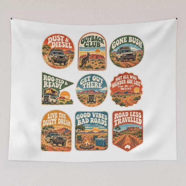 Item preview, Vintage Outback 4WD Badge Collection Off Road Adventure Aesthetic designed and sold by Yellowriversss.