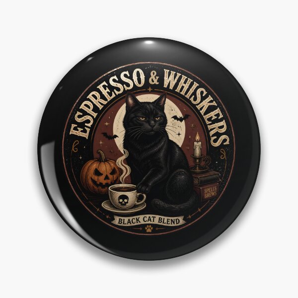 Item preview, Espresso & Whiskers — Black Cat Halloween designed and sold by LiviuGligoros.