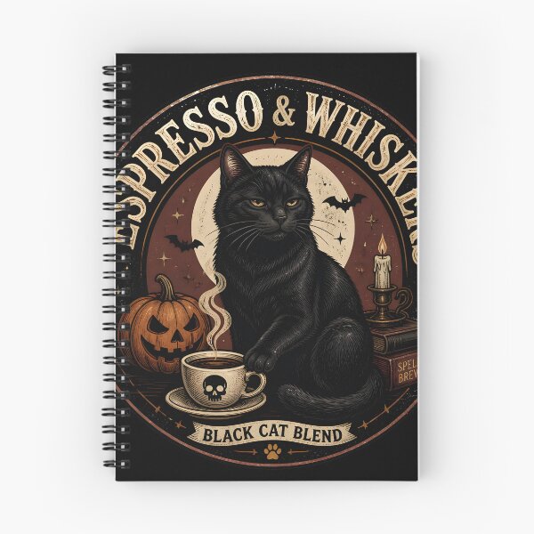 Item preview, Espresso & Whiskers — Black Cat Halloween designed and sold by LiviuGligoros.
