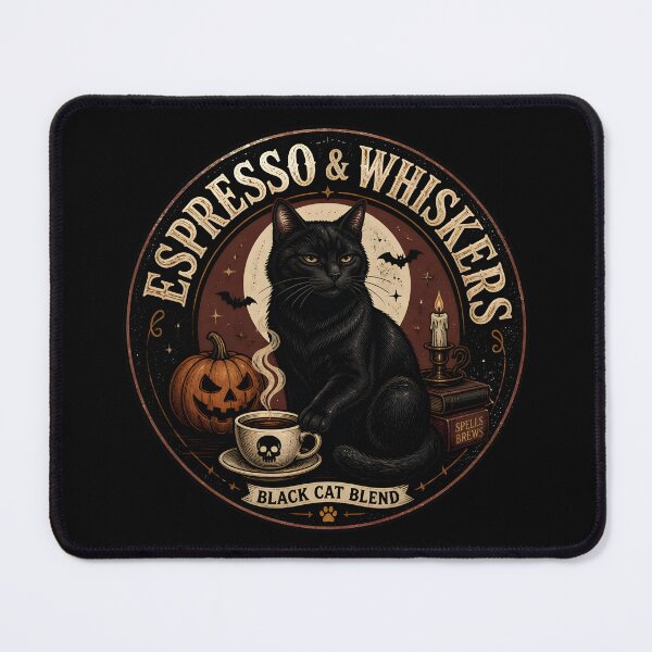 Item preview, Espresso & Whiskers — Black Cat Halloween designed and sold by LiviuGligoros.