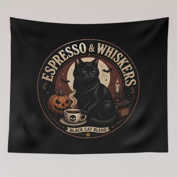 Item preview, Espresso & Whiskers — Black Cat Halloween designed and sold by LiviuGligoros.