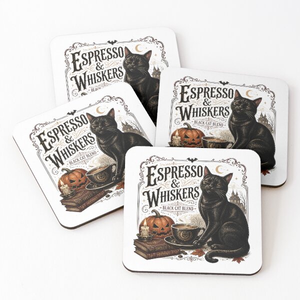 Item preview, Espresso & Whiskers — Black Cat Halloween designed and sold by LiviuGligoros.