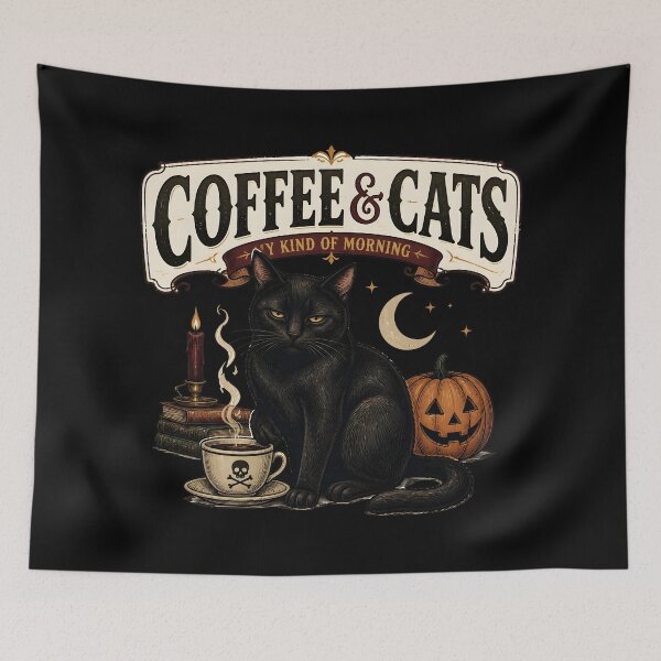 Item preview, Coffee & Cats — Black Cat Halloween designed and sold by LiviuGligoros.