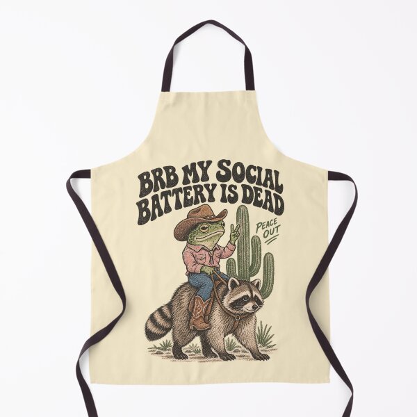 Item preview, Funny Cowboy Frog Riding Raccoon Social Battery Dead Meme designed and sold by Yellowriversss.