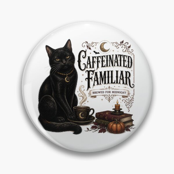 Item preview, Caffeinated Familiar — Black Cat Halloween designed and sold by RoyesButler.