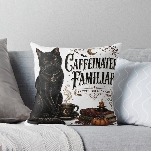 Item preview, Caffeinated Familiar — Black Cat Halloween designed and sold by RoyesButler.