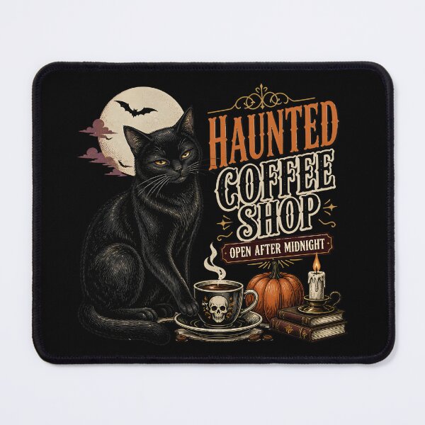 Item preview, Haunted Coffee Shop — Black Cat Halloween designed and sold by RoyesButler.