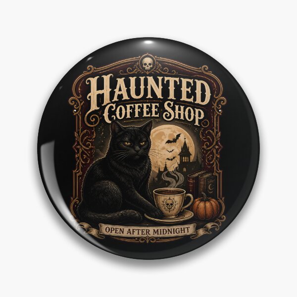 Item preview, Haunted Coffee Shop — Black Cat Halloween designed and sold by RoyesButler.