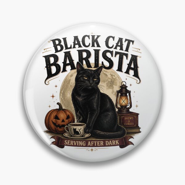 Item preview, Black Cat Barista — Black Cat Halloween designed and sold by RoyesButler.
