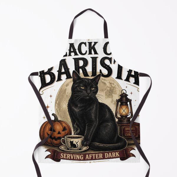 Item preview, Black Cat Barista — Black Cat Halloween designed and sold by RoyesButler.