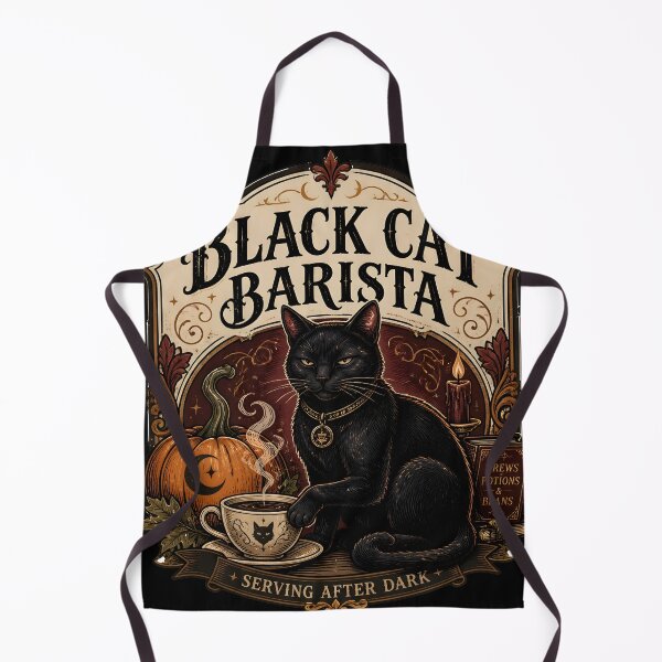 Item preview, Black Cat Barista — Black Cat Halloween designed and sold by RoyesButler.