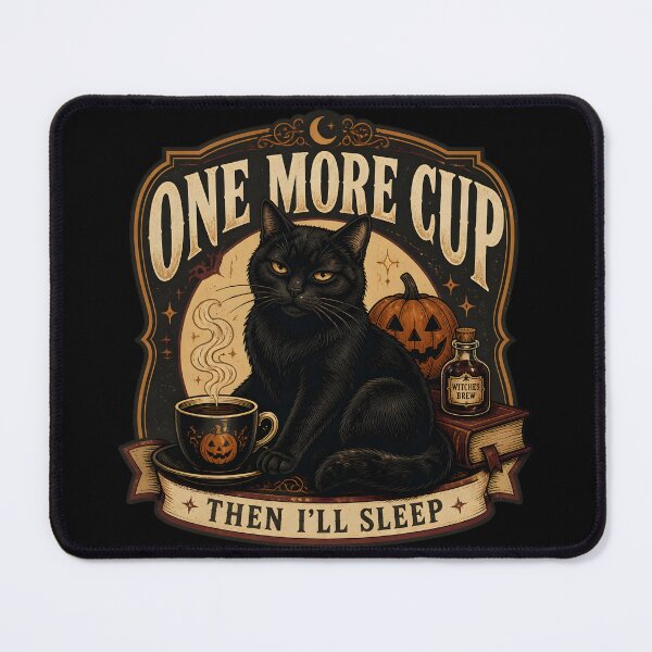 Item preview, One More Cup — Black Cat Halloween designed and sold by RoyesButler.