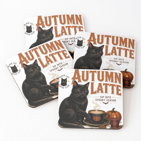 Item preview, Autumn Latte — Black Cat Halloween designed and sold by RoyesButler.