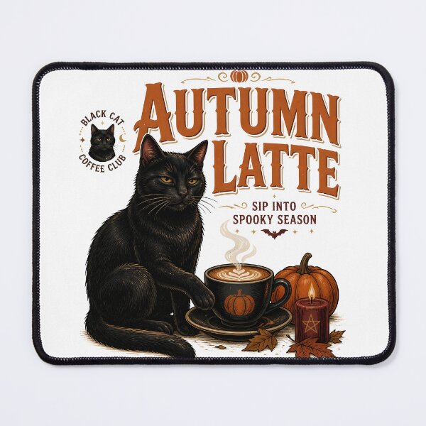 Item preview, Autumn Latte — Black Cat Halloween designed and sold by RoyesButler.