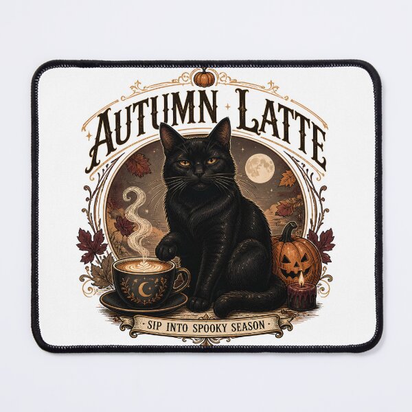 Item preview, Autumn Latte — Black Cat Halloween designed and sold by RoyesButler.