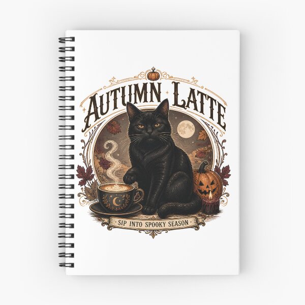 Item preview, Autumn Latte — Black Cat Halloween designed and sold by RoyesButler.