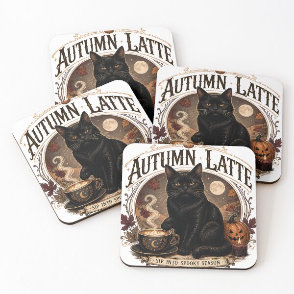 Item preview, Autumn Latte — Black Cat Halloween designed and sold by RoyesButler.