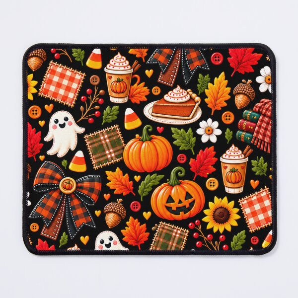 Item preview, Cozy Kawaii Halloween Fall Pattern – Jack O Lanterns, Ghosts, Pumpkin Spice, Plaid Bows & Autumn Leaves designed and sold by ALH Apparel.