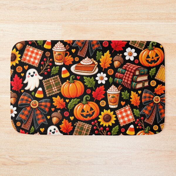 Item preview, Cozy Kawaii Halloween Fall Pattern – Jack O Lanterns, Ghosts, Pumpkin Spice, Plaid Bows & Autumn Leaves designed and sold by ALH Apparel.