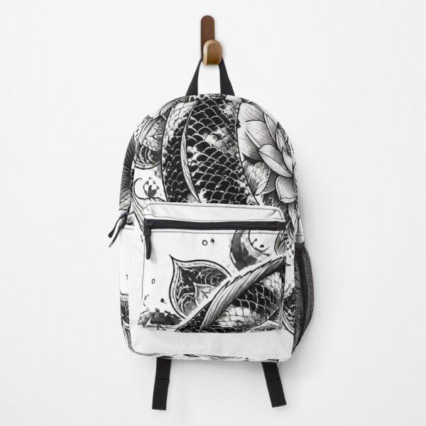 Item preview, Black and White Koi Fish Lotus Mandala Tattoo Art designed and sold by Avenuse style.