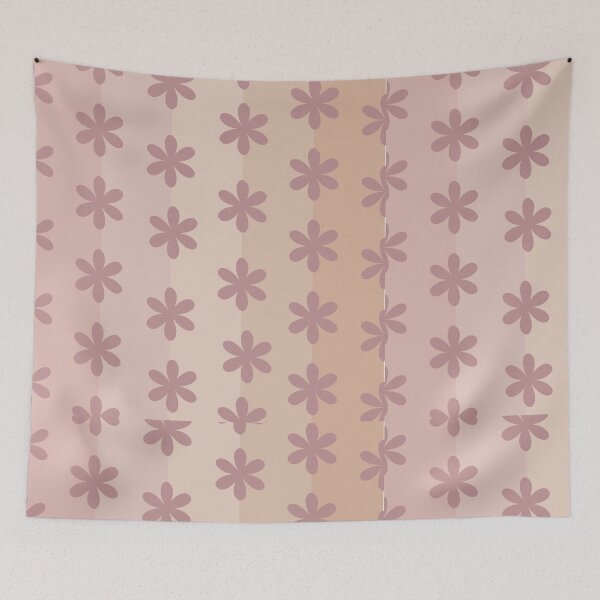 Item preview, Dusty Pink Floral Stripes Pattern - Soft Pastel Boho Flowers designed and sold by DoodleIntricate.