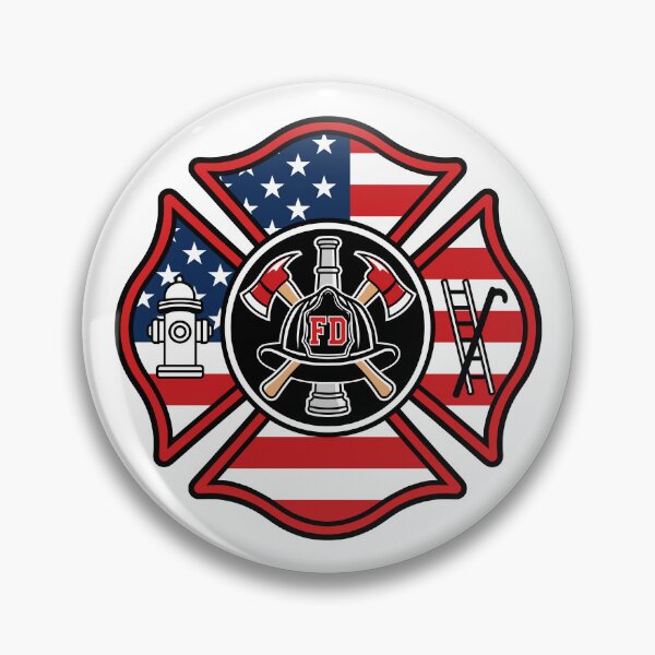 Item preview, Firefighter Maltese Cross American Flag Badge | Fire Dept designed and sold by Marshallamoakohene.