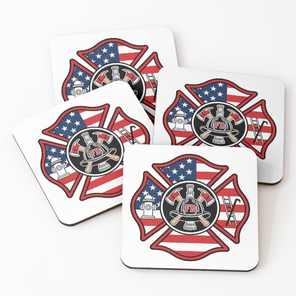 Item preview, Firefighter Maltese Cross American Flag Badge | Fire Dept designed and sold by Marshallamoakohene.