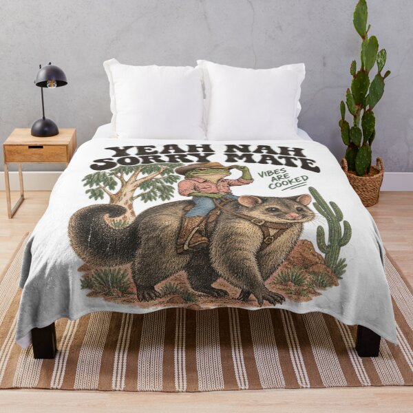 Item preview, Yeah Nah Sorry Mate Cowboy Frog Riding Possum Aussie Meme designed and sold by Yellowriversss.