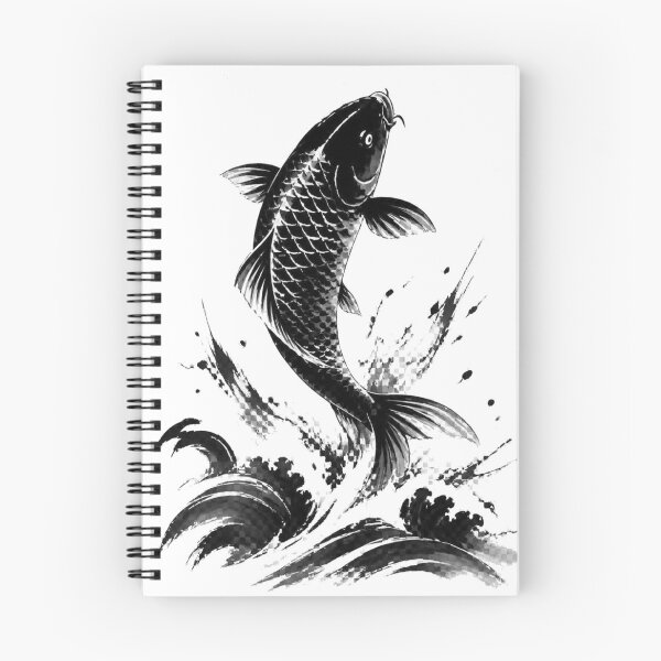 Item preview, Japanese Black Koi Fish Leaping Water Art designed and sold by Avenuse style.
