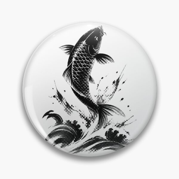 Item preview, Japanese Black Koi Fish Leaping Water Art designed and sold by Avenuse style.