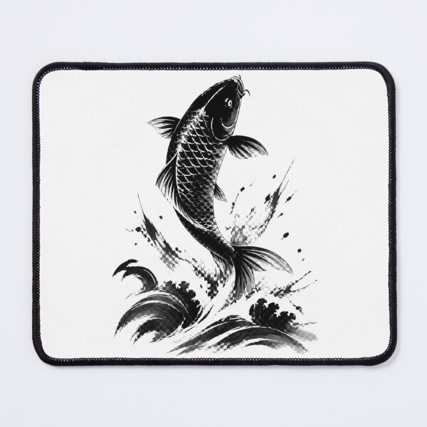 Item preview, Japanese Black Koi Fish Leaping Water Art designed and sold by Avenuse style.