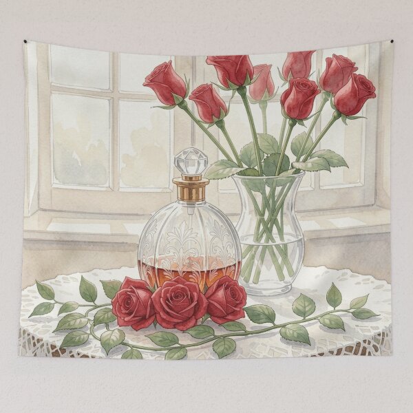 Item preview, Perfume & Red Roses designed and sold by Wordsmith-Cafe.