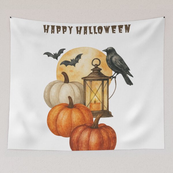 Item preview, Happy Halloween Pumpkin Crow Lantern designed and sold by MuzikAkademik.