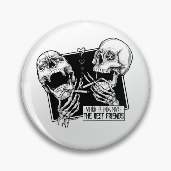 Item preview, Weird Friends Make The Best Friends Smoking Skeleton Skull Art designed and sold by GrimNest.