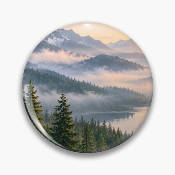 Item preview, Misty Mountain Forest Lake Landscape Wall Art designed and sold by LearnFunStore.