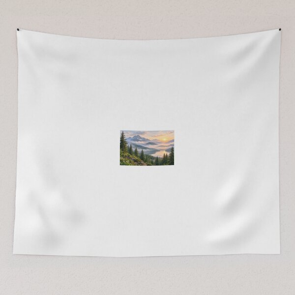 Item preview, Misty Mountain Forest Lake Landscape Wall Art designed and sold by LearnFunStore.