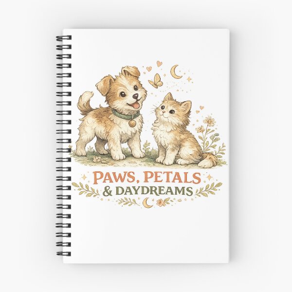 Item preview, Paws Petals and Daydreams Cute Puppy Kitten Cottagecore Pet Art designed and sold by inkoutninja.
