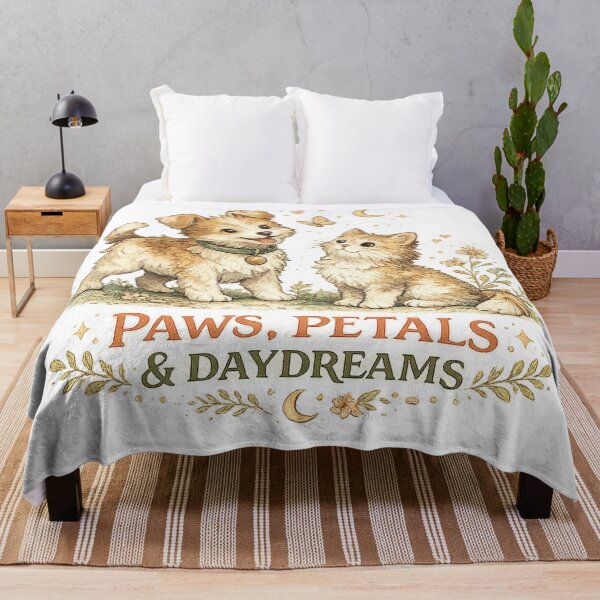 Item preview, Paws Petals and Daydreams Cute Puppy Kitten Cottagecore Pet Art designed and sold by inkoutninja.