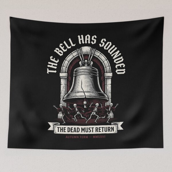 Item preview, Dark Academia Gothic Bell Has Sounded Skeletons Woodcut designed and sold by SplashTastic.