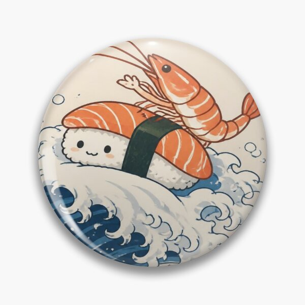 Item preview, Cute Great Wave Nigiri Surfing Sushi designed and sold by creativerooney.