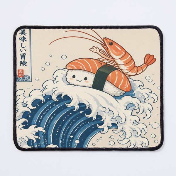 Item preview, Cute Great Wave Nigiri Surfing Sushi designed and sold by creativerooney.