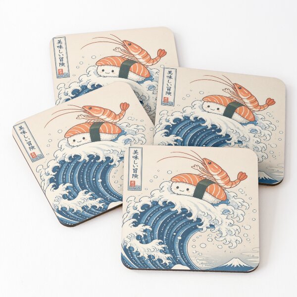 Item preview, Cute Great Wave Nigiri Surfing Sushi designed and sold by creativerooney.