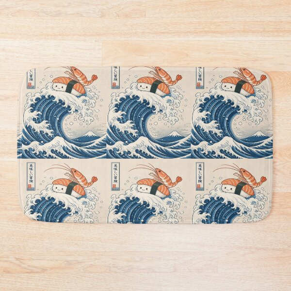 Item preview, Cute Great Wave Nigiri Surfing Sushi designed and sold by creativerooney.