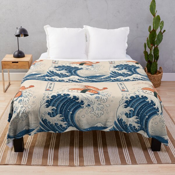 Item preview, Cute Great Wave Nigiri Surfing Sushi designed and sold by creativerooney.