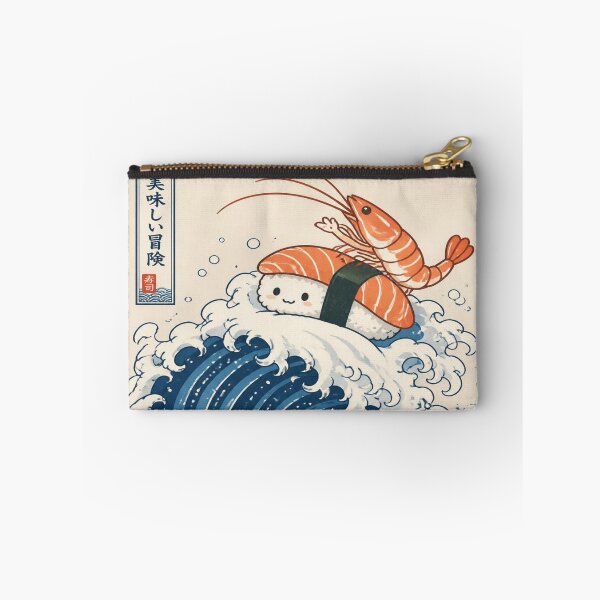 Item preview, Cute Great Wave Nigiri Surfing Sushi designed and sold by creativerooney.