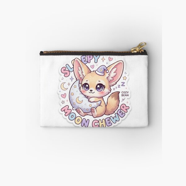 Item preview, Drowsy Fennec Fox – Kawaii "Sleepy Moon Chewer" Sticker designed and sold by Chipkooo.