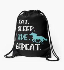 Eat Sleep Ride Pferde wiederholen im Aqua Rucksackbeutel